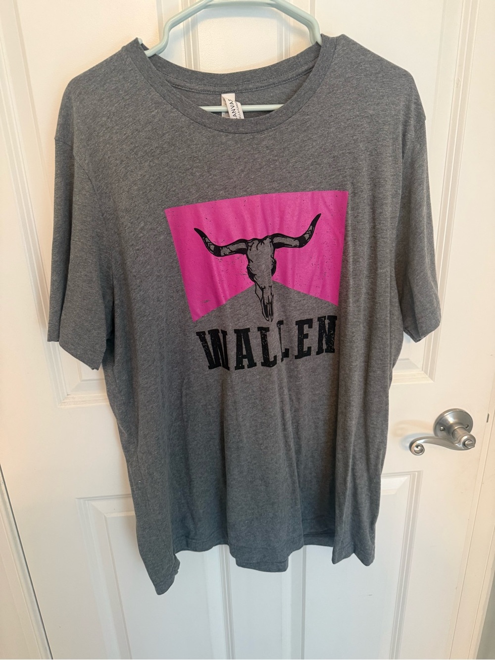 Wallen Gray Graphic Tee with Pink Accent
